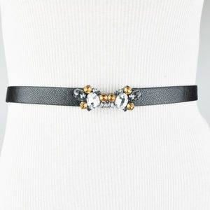 Black Faux leather Gem Belt